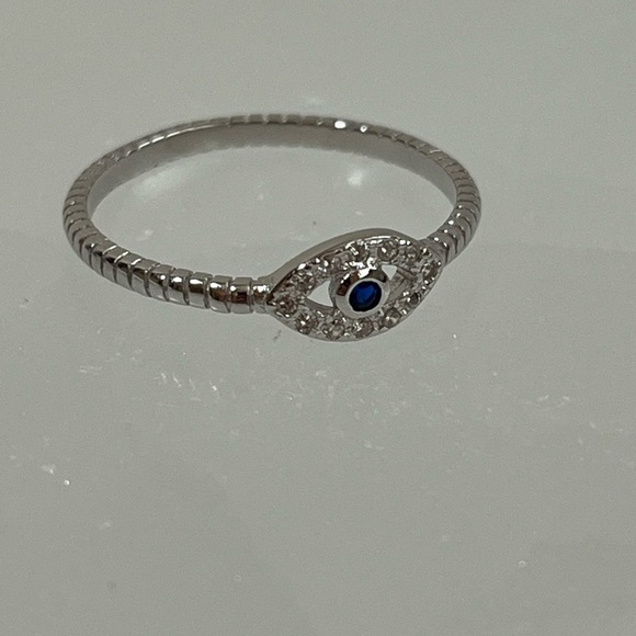 SOLID 925 STERLING SILVER EVIL EYE RING - Picture 3 of 5